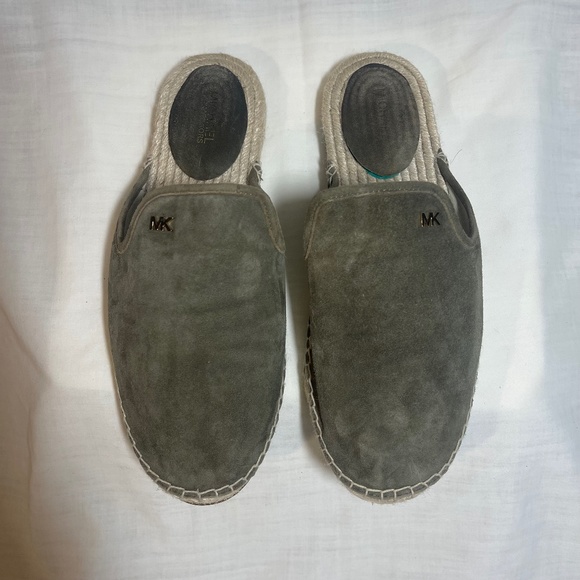 Michael Kors Womens Emillia Slides Suede Espadrille Sandals Green Olive  Sz 8.5 - Picture 1 of 7